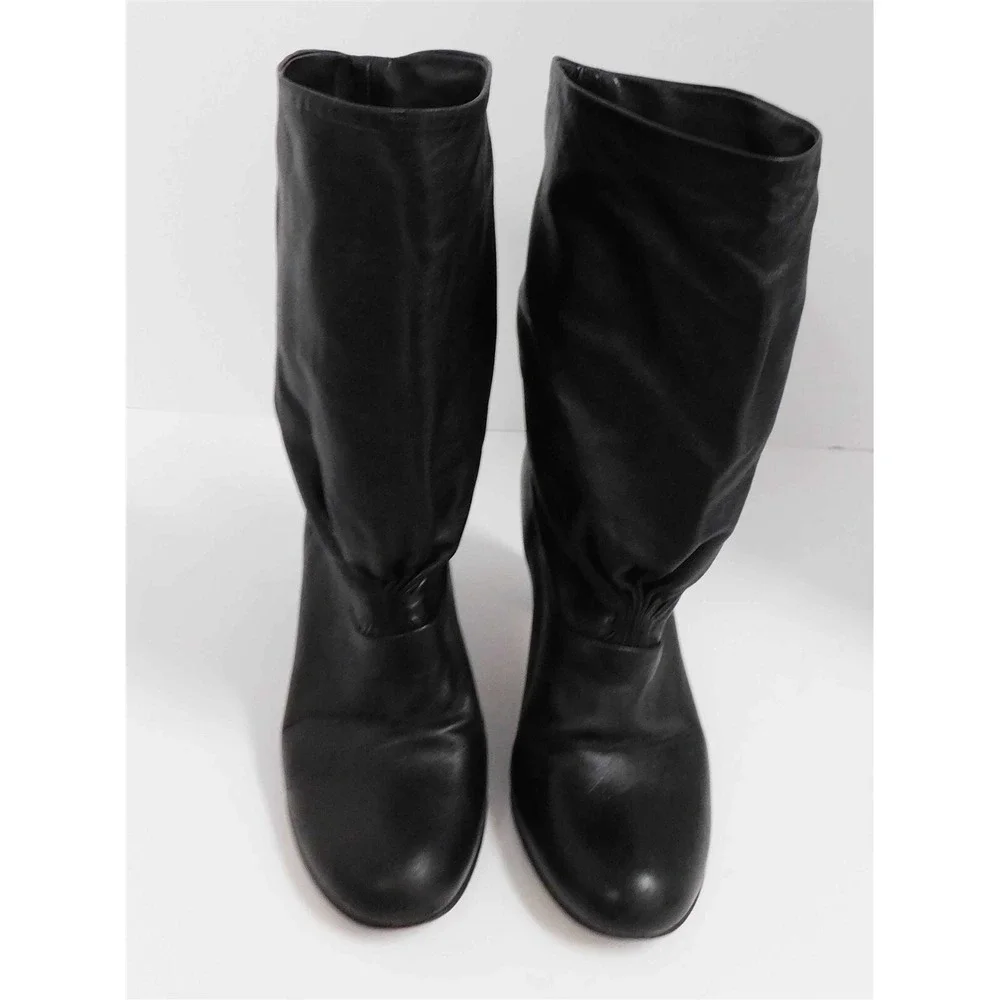 Prada Italy Black Lamb Leather Ankle Boots Italy‎ 37.5 - Picture 2 of 9